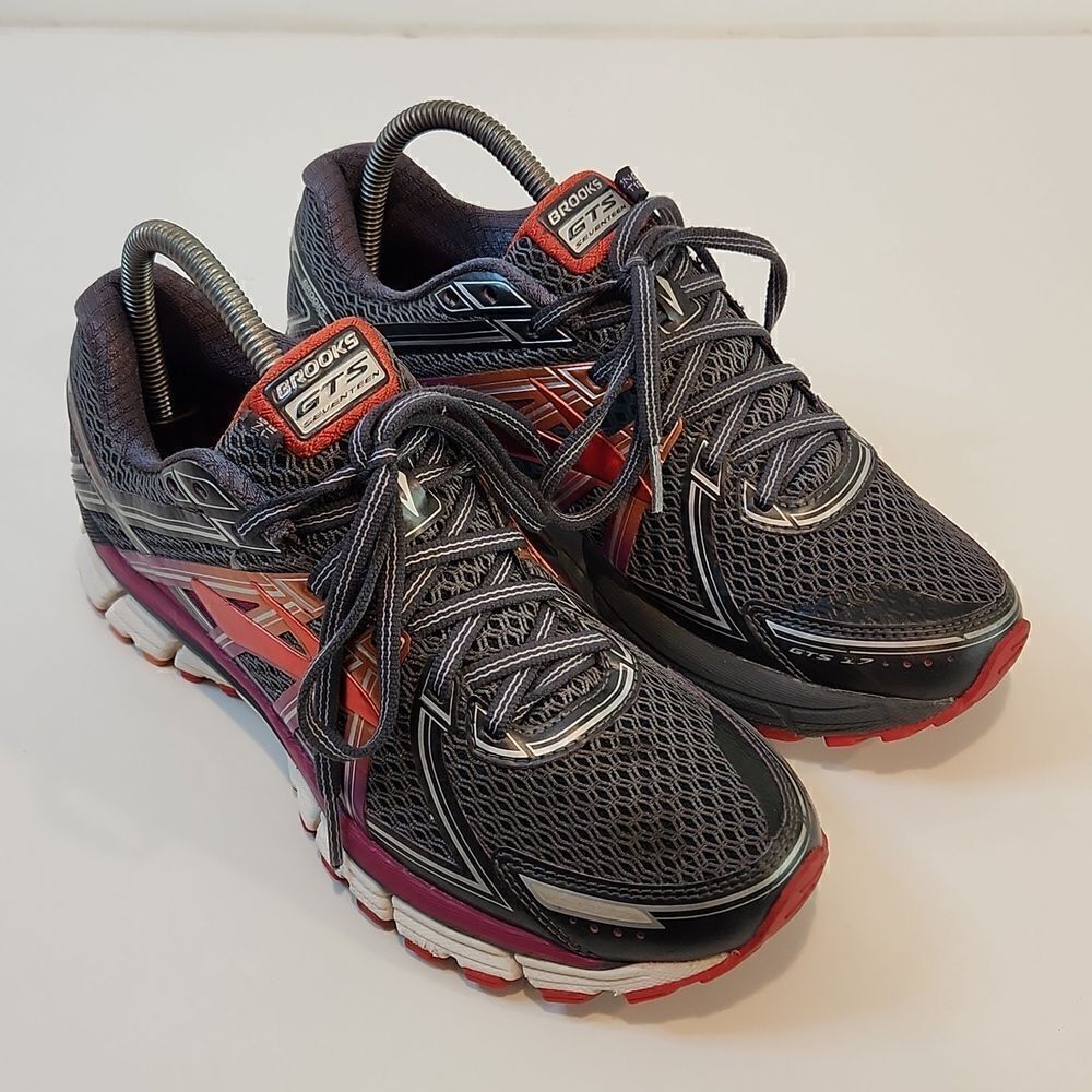 Brooks Adrenaline GTS 17 Running Shoes Anthracite/Fest Fuchsia Women's Sz 9 1/2 - Picture 1 of 16